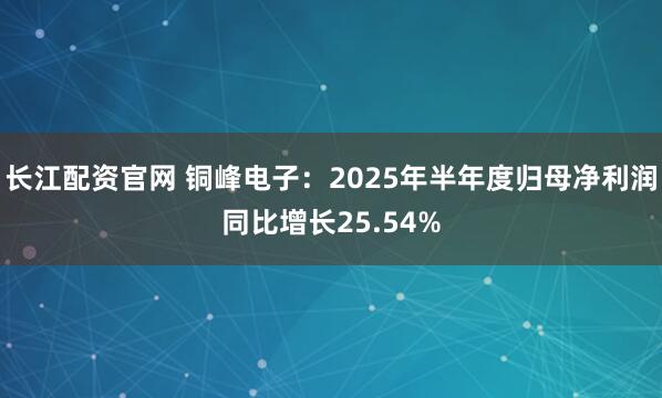 长江配资官网 铜峰电子：2025年半年度归母净利润同比增长25.54%